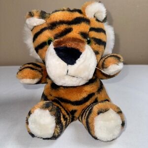 Vintage 1986 SWIB Plush Tiger Stuffed Animal Orange Black Striped 9 Inch Korea